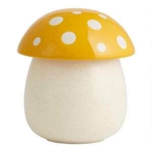 Yellow ceramic mushroom cookie jar